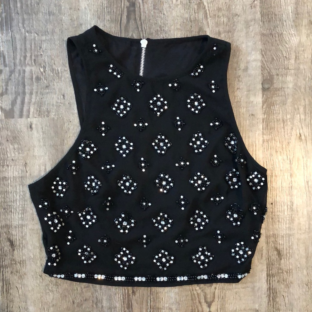 Topshop Beaded Crop Top